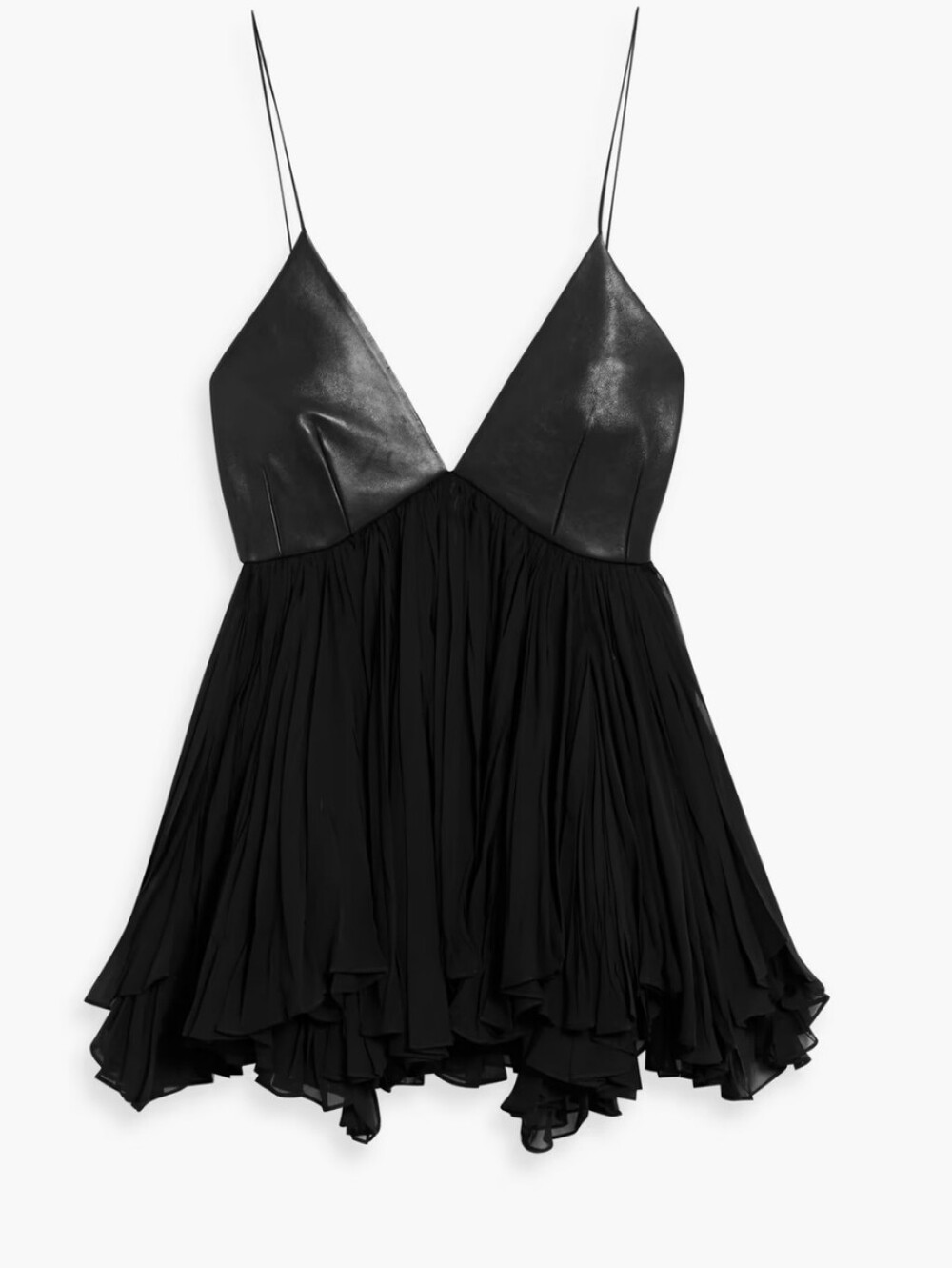 KHAITEAnita ruffled silk-chiffon and leather top